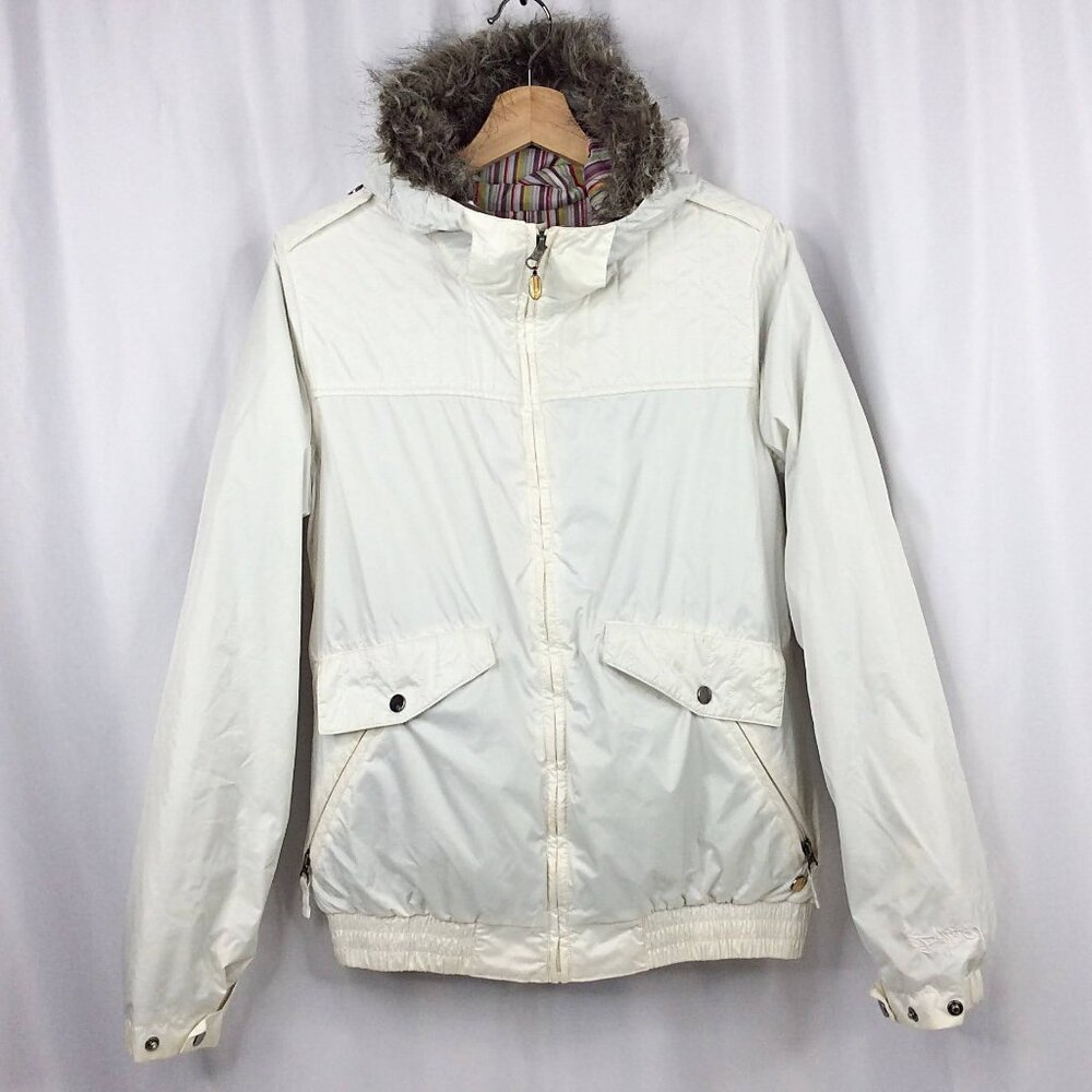 Burton Commuter Snowboarding Jacket Women's Size‎ Medium White Fur Trim Hooded